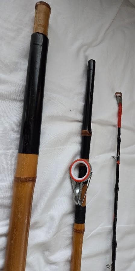 Japanese Bamboo Fishing Rod, 3pcs, 164.5cm & 154cm, Used