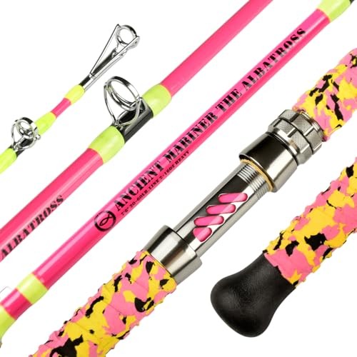 Albatross Catfish Rod 7’6 Casting Rods – 1 Piece Glow with Black Pink