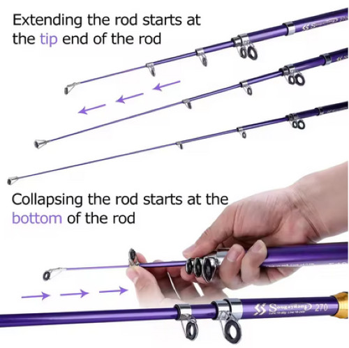 Sougayilang Purple With Protective Case 5′ 11″ Ultra Light Spinning Reel Pole