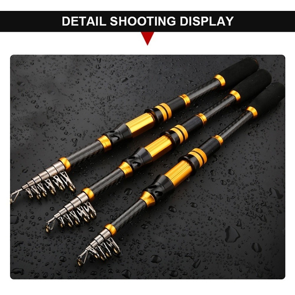 Black Gold Carbon Telescopic Sea Fishing Rod Hard Action Casting Pole 1.8M 2.1M