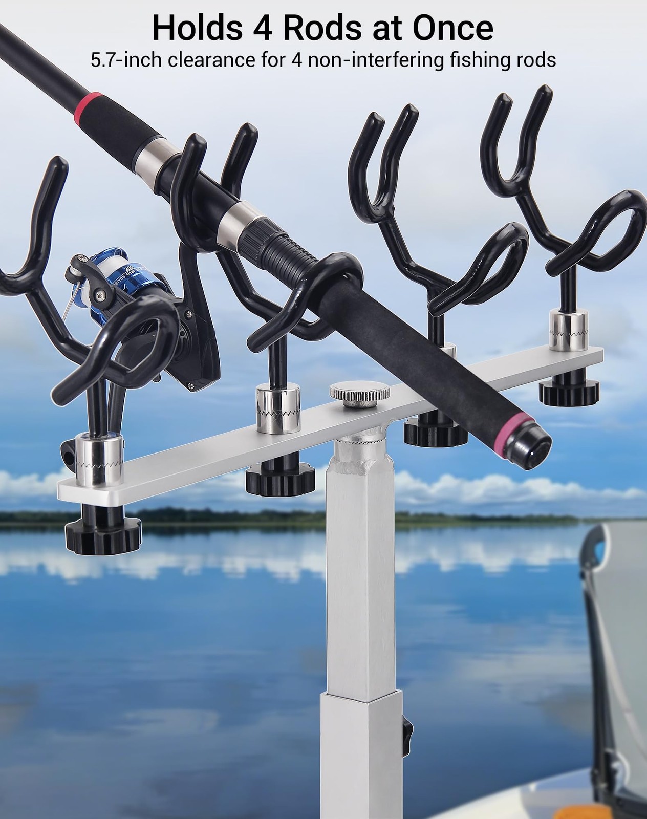Aluminum Spider Rigging Rod Holder for Boat – 4 Pole Crappie Fishing Rack, He…