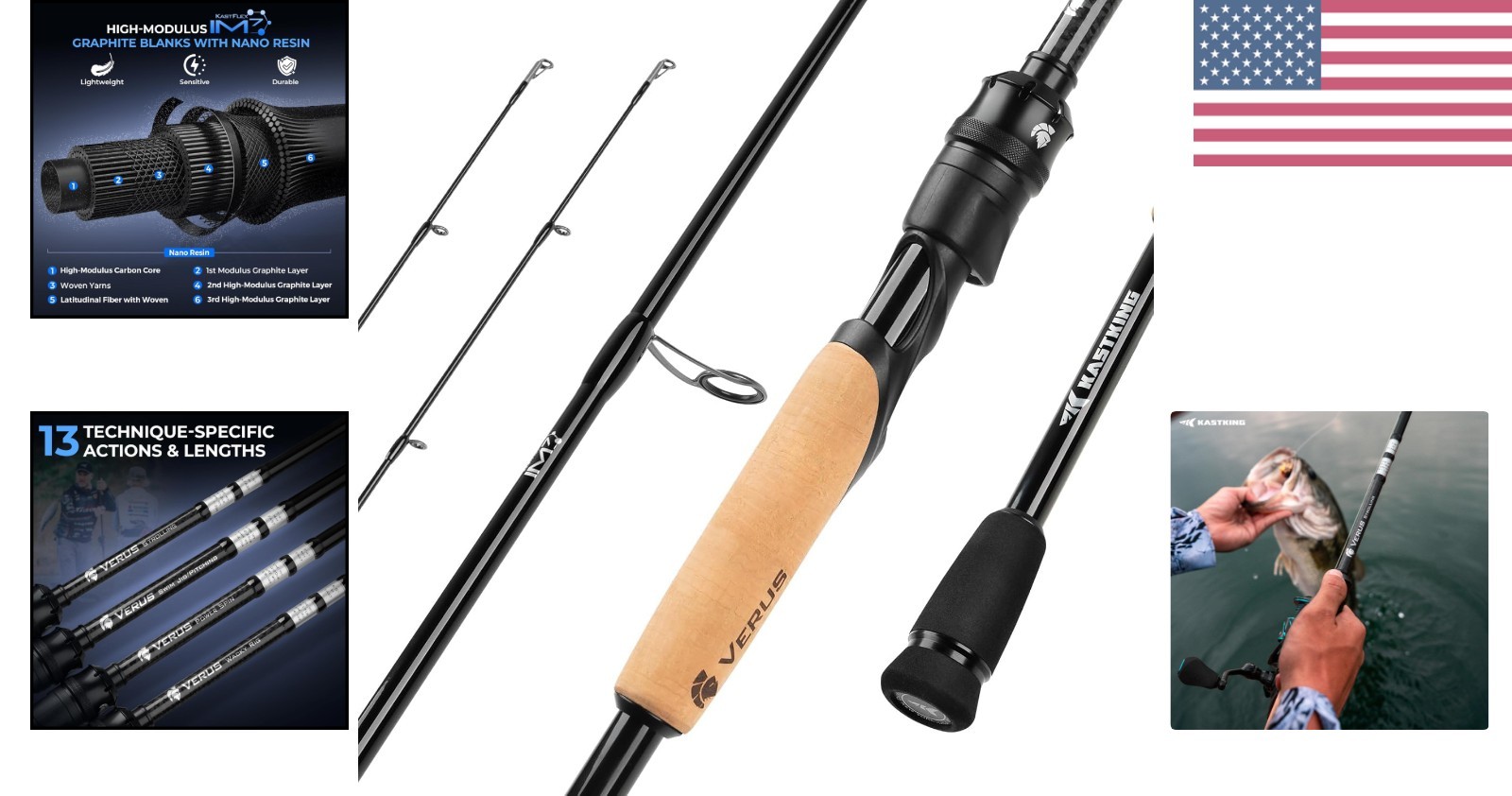 Verus Technique Twin-Tip Bass Fishing Rod – IM7 Graphite Blanks with Nano Res…