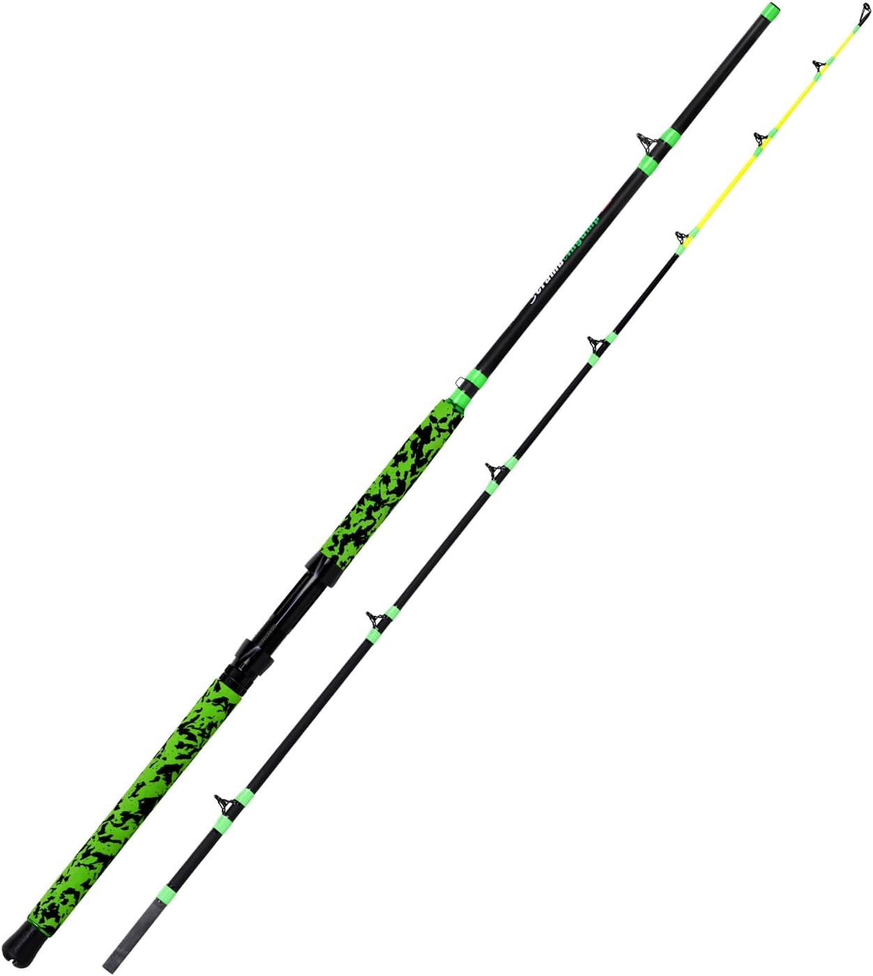 Catfish Fishing Rods 7’6″/8’6″/10’Green Catfish Rod 1 Piece/2 Piece Portable Tra