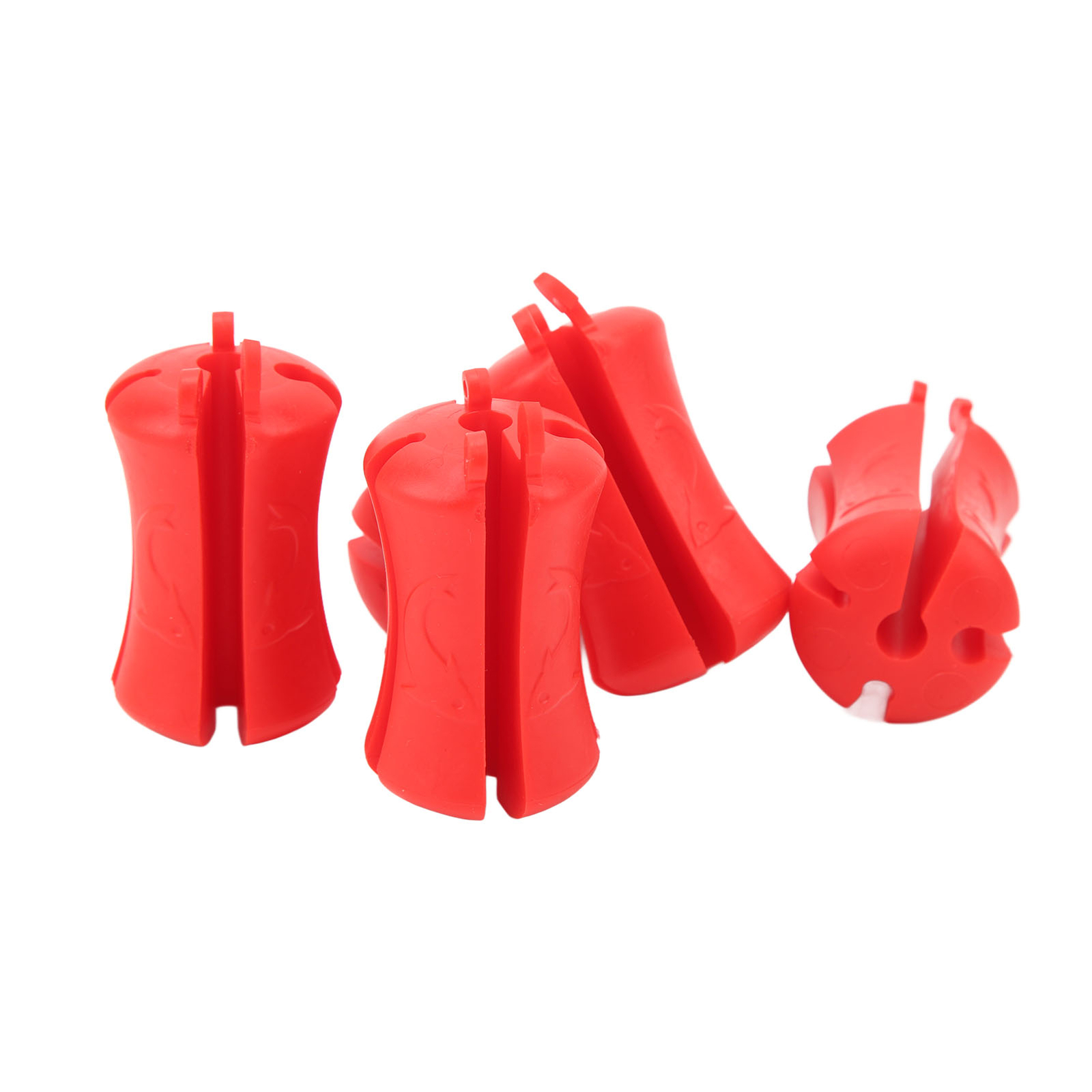 (Red)5PCS Portable Fishing Rod Fixed Ball Silicone Reusable Fishing Rod CH