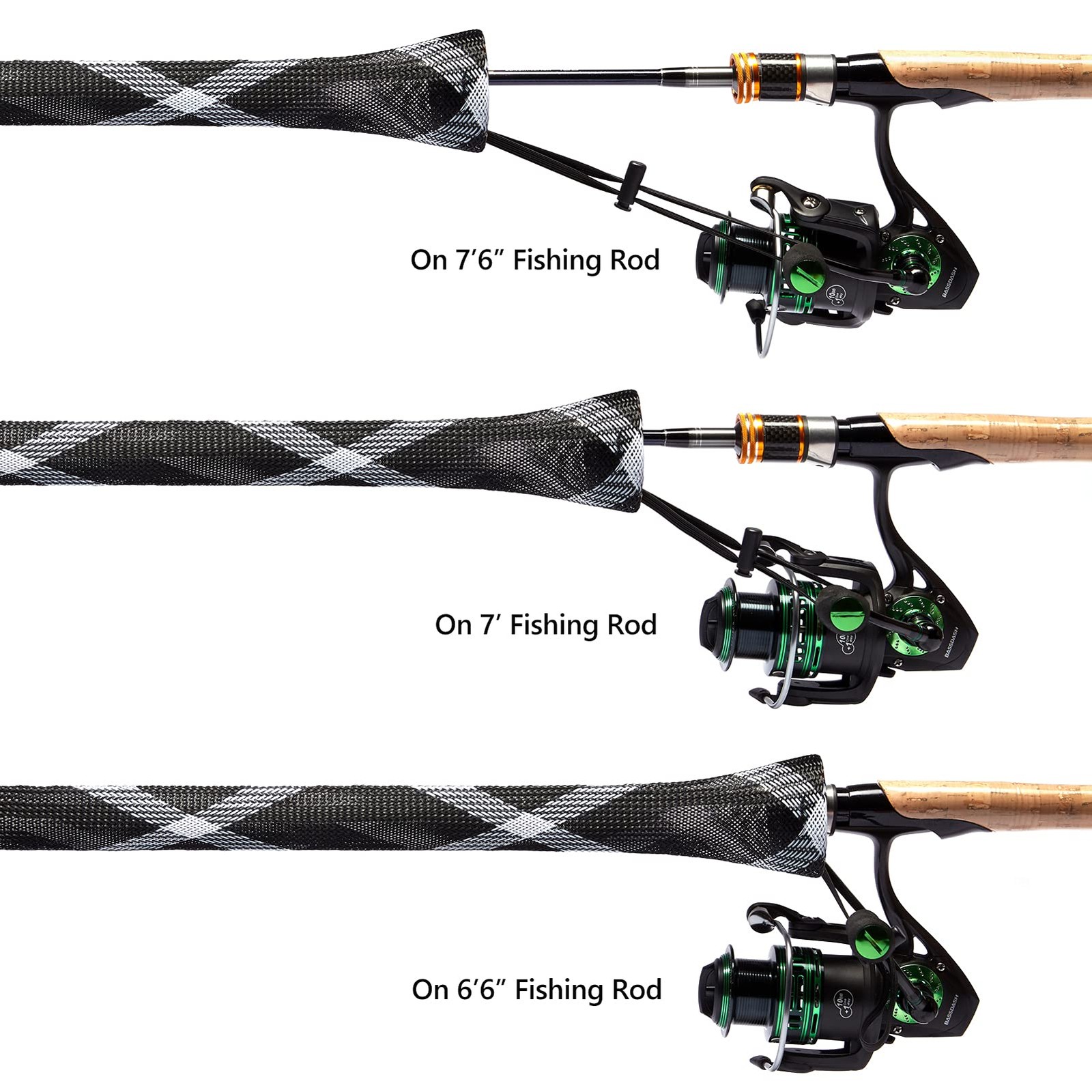 BASSDASH Casting For Spinning Rod up to 7-1/2 ft, Black & White – 2pcs