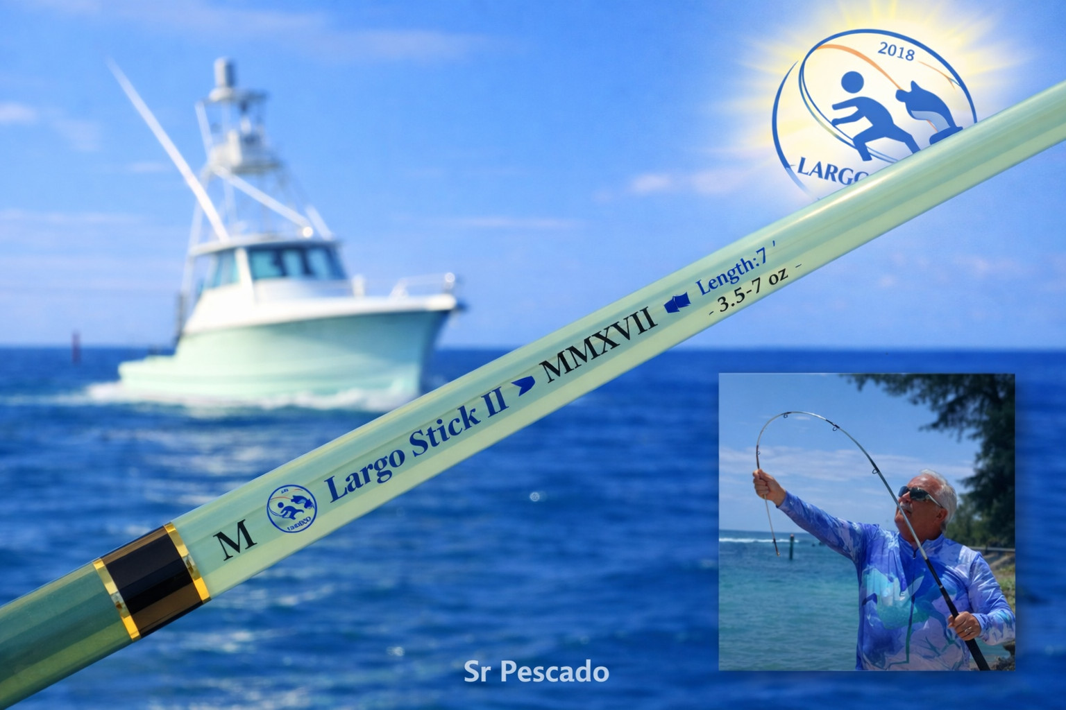 Spinning Rod – LARGO STICK II – M – 7ft – 2 Sections – 7 guides – Hook Holder