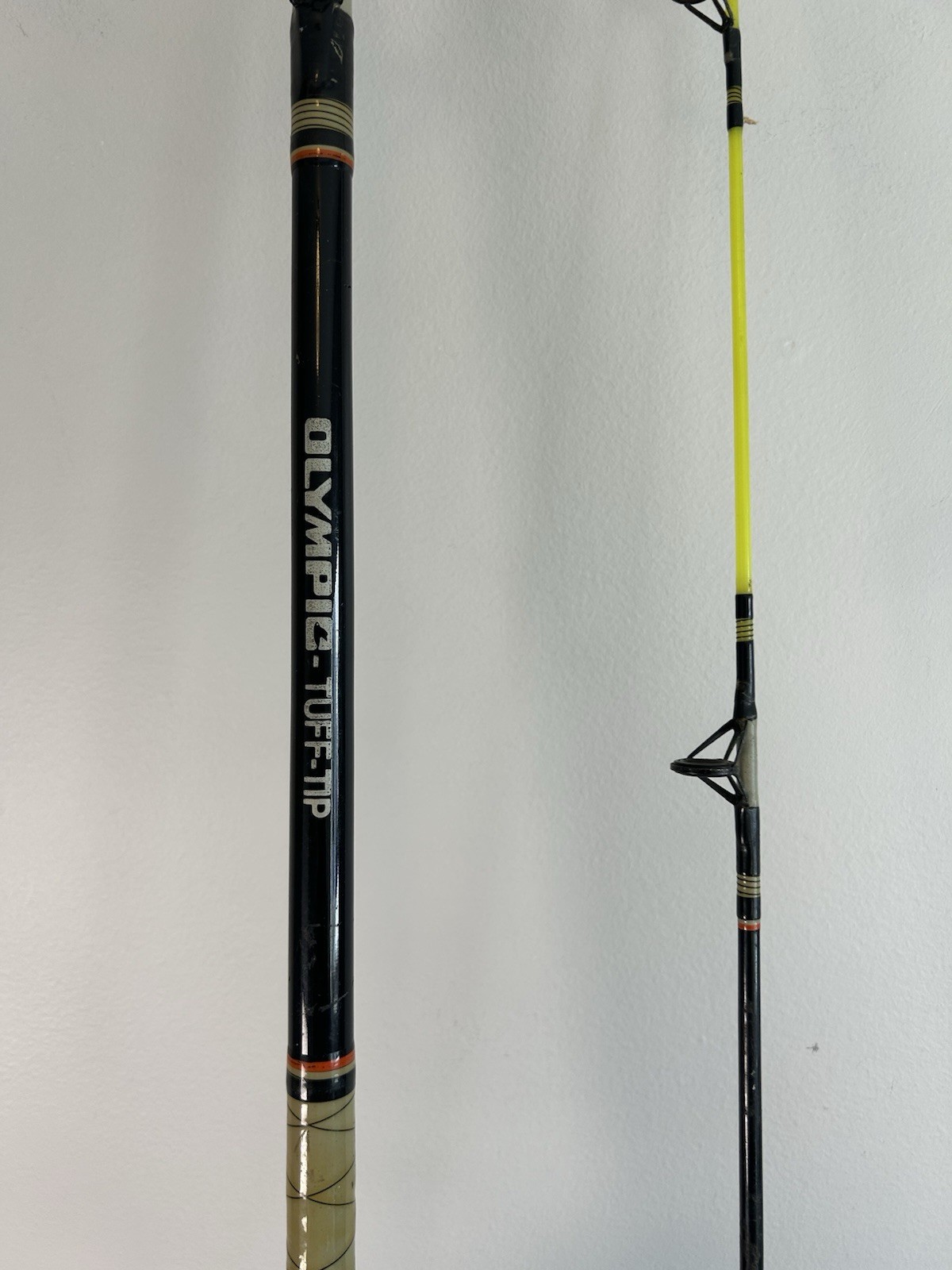 Olympic TT80 Fishing Rod Pole 2-pc 8′ Made In Korea Black & Yellow Vintage