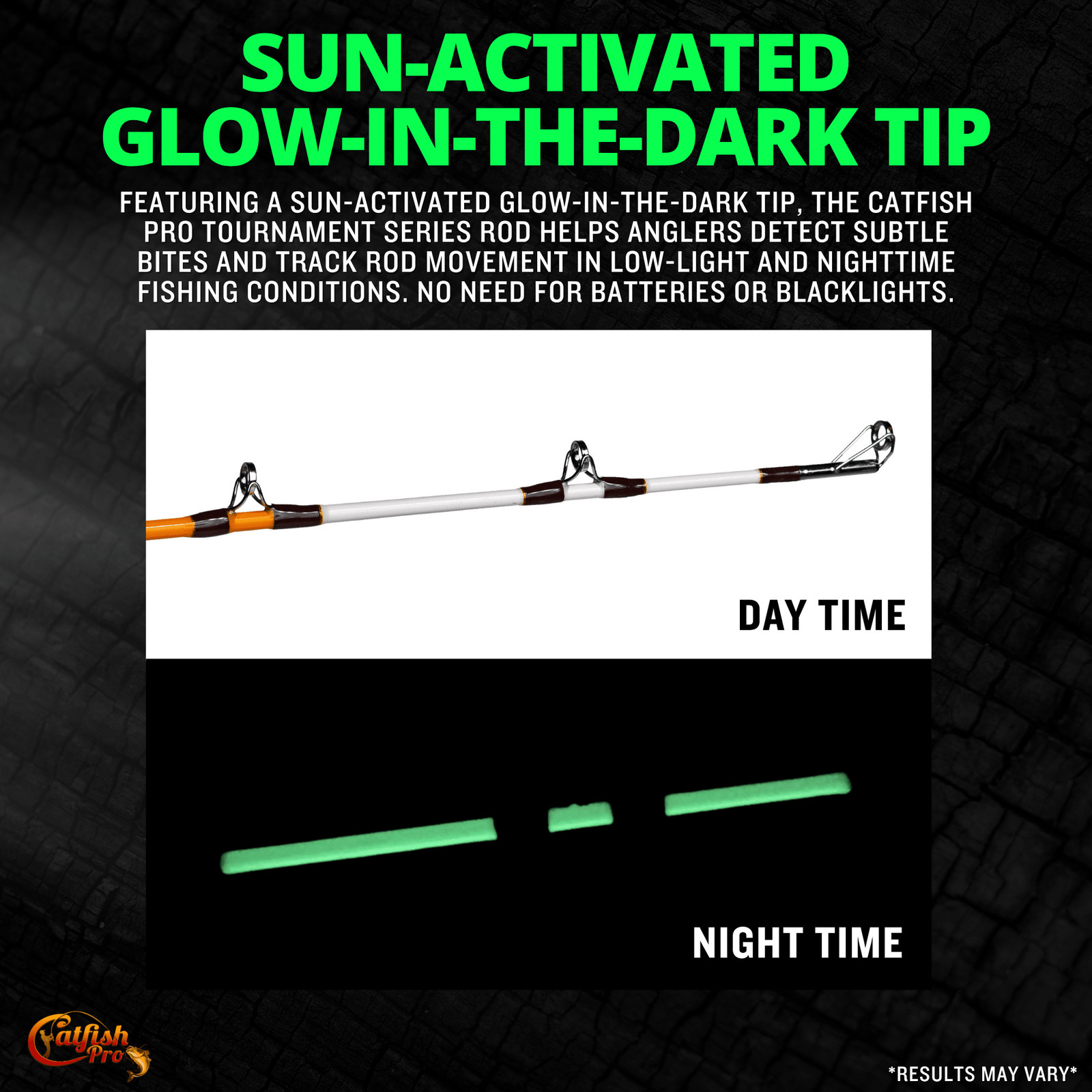Catfish Pro 7’6″ Tournament Casting Rod One-Piece with Glow-in-the-Dark Tip