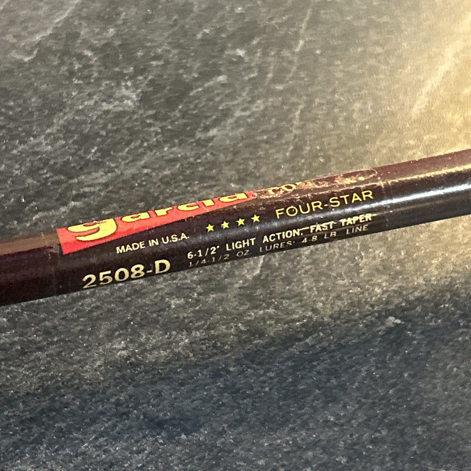 Vintage Garcia 2508 D 6 1/2 Ft fast taper light action 2 Piece Spin fishing rod