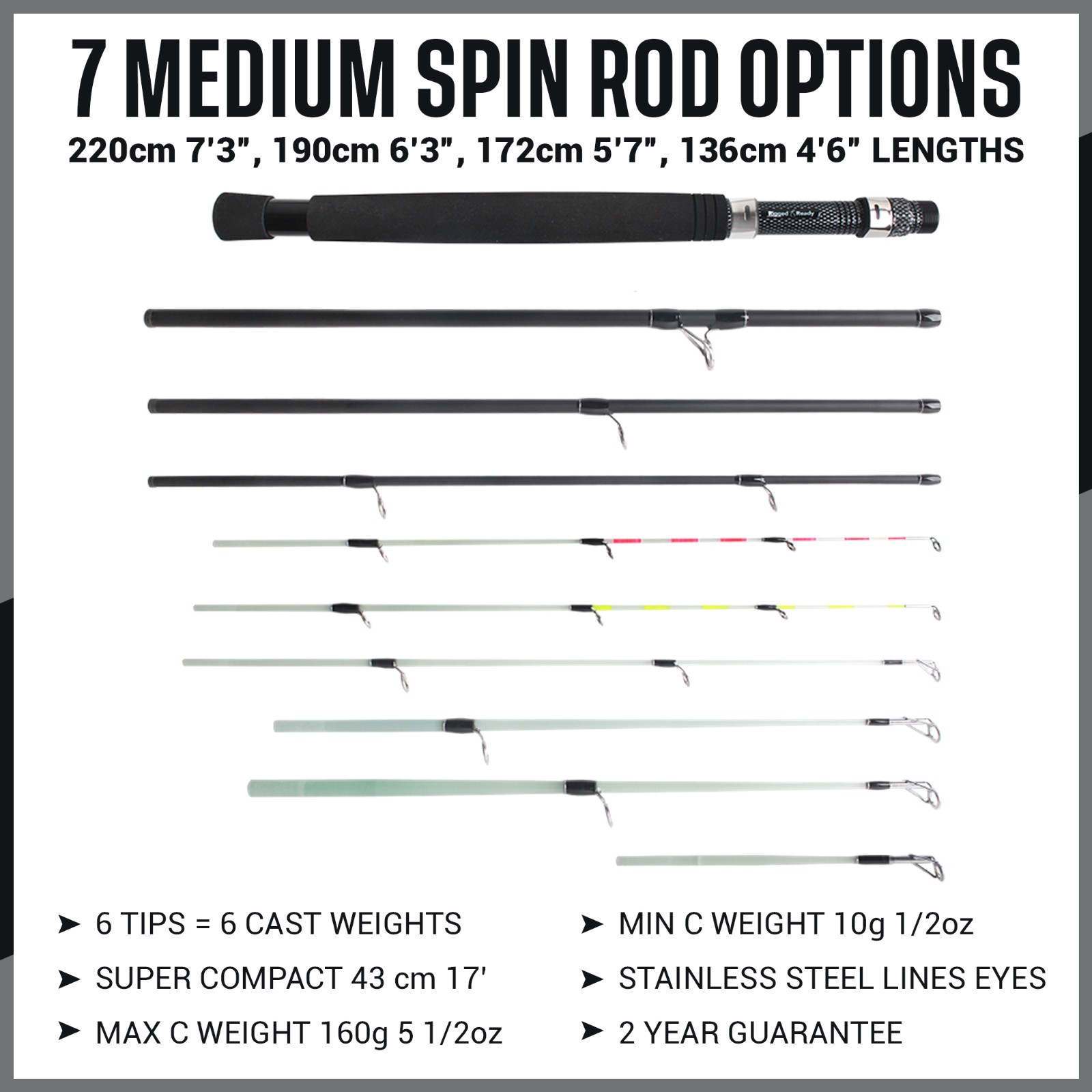 Infinite Ultimate 25-in-1 Compact multifunction Spin-Bait-Fly Travel Fishing Rod