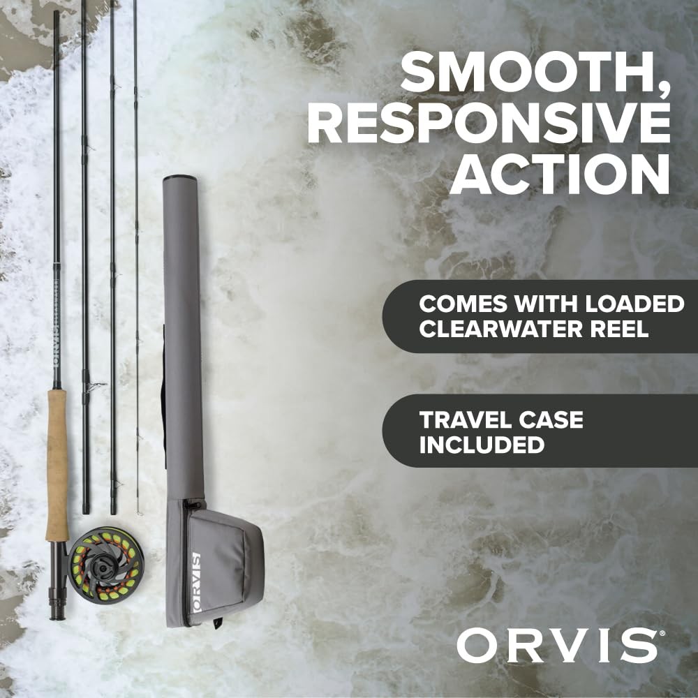 Orvis Clearwater Fly Rod Outfit Fishing Rod and Reel Combo with Black Chrome…
