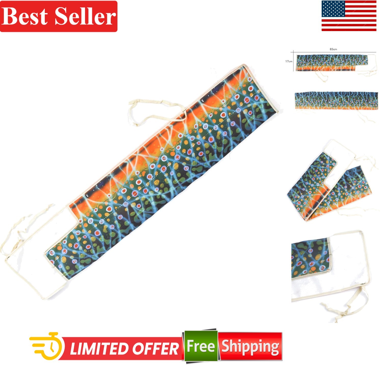 Luxury Fly Rod Sock – Cotton Protector with 4 Compartments for 9ft 4-Sec Rods