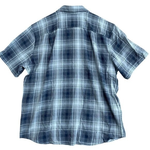 NEW Orvis Men’s XL Short Sleeve Tech Shirt Blue Plaid Outdoor UPF 30