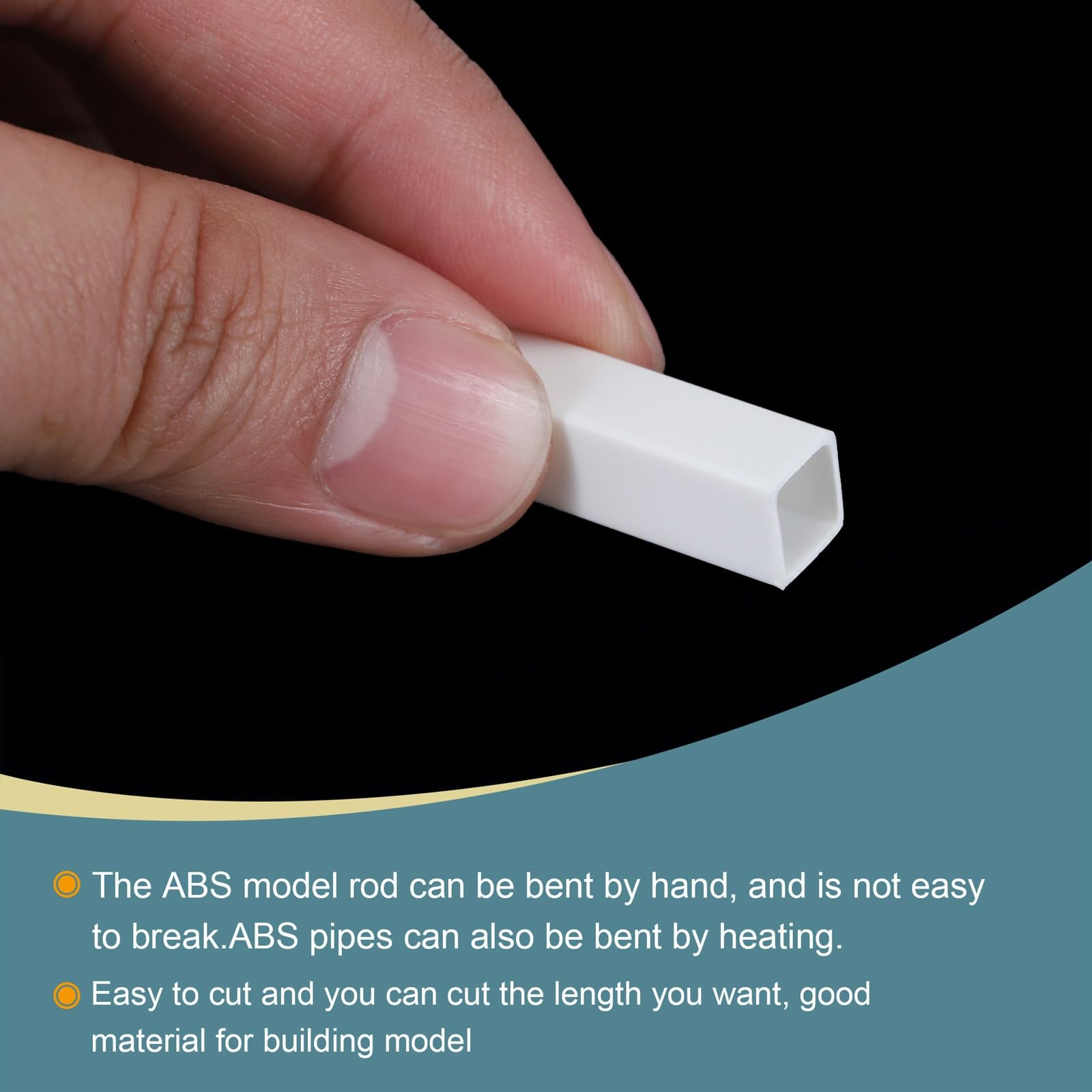20 PCS 20 Inch Plastic Model Tube ABS Solid Square Bar 0.31×0.31 Inch White
