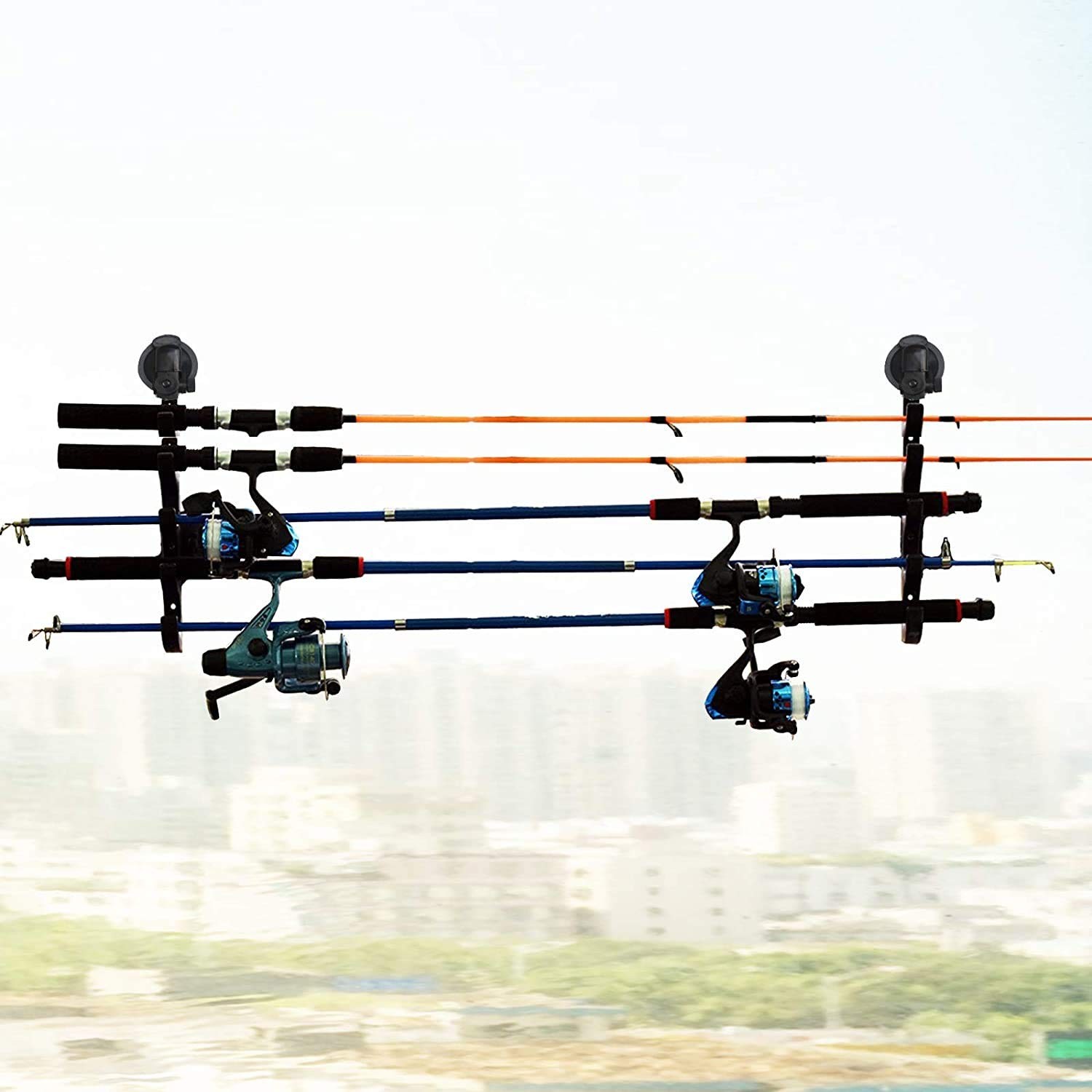 Adjustable Fishing Pole Rack & Holder – Vehicle & Boat Storage for Car, Black
