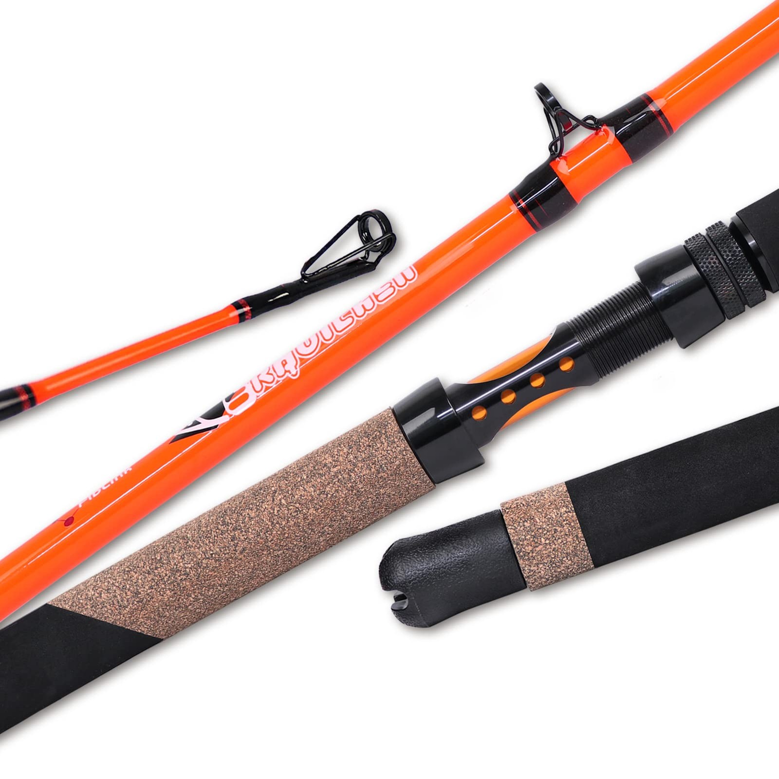 Fiblink Catfish Fishing Rods, 2 Piece Catfishing Pole, Medium X-Large, Orange