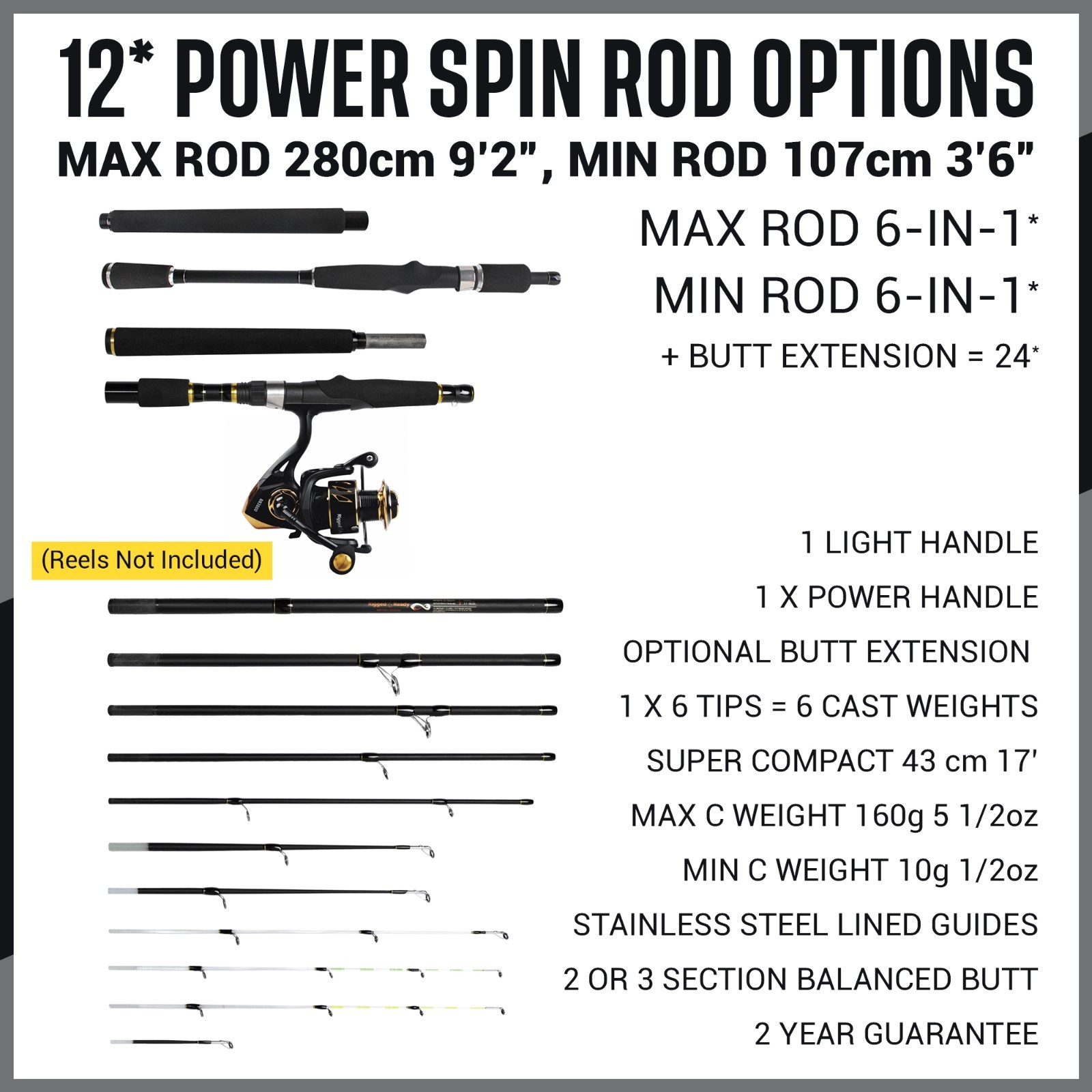 Infinite Ultimate 25-in-1 Compact multifunction Spin-Bait-Fly Travel Fishing Rod