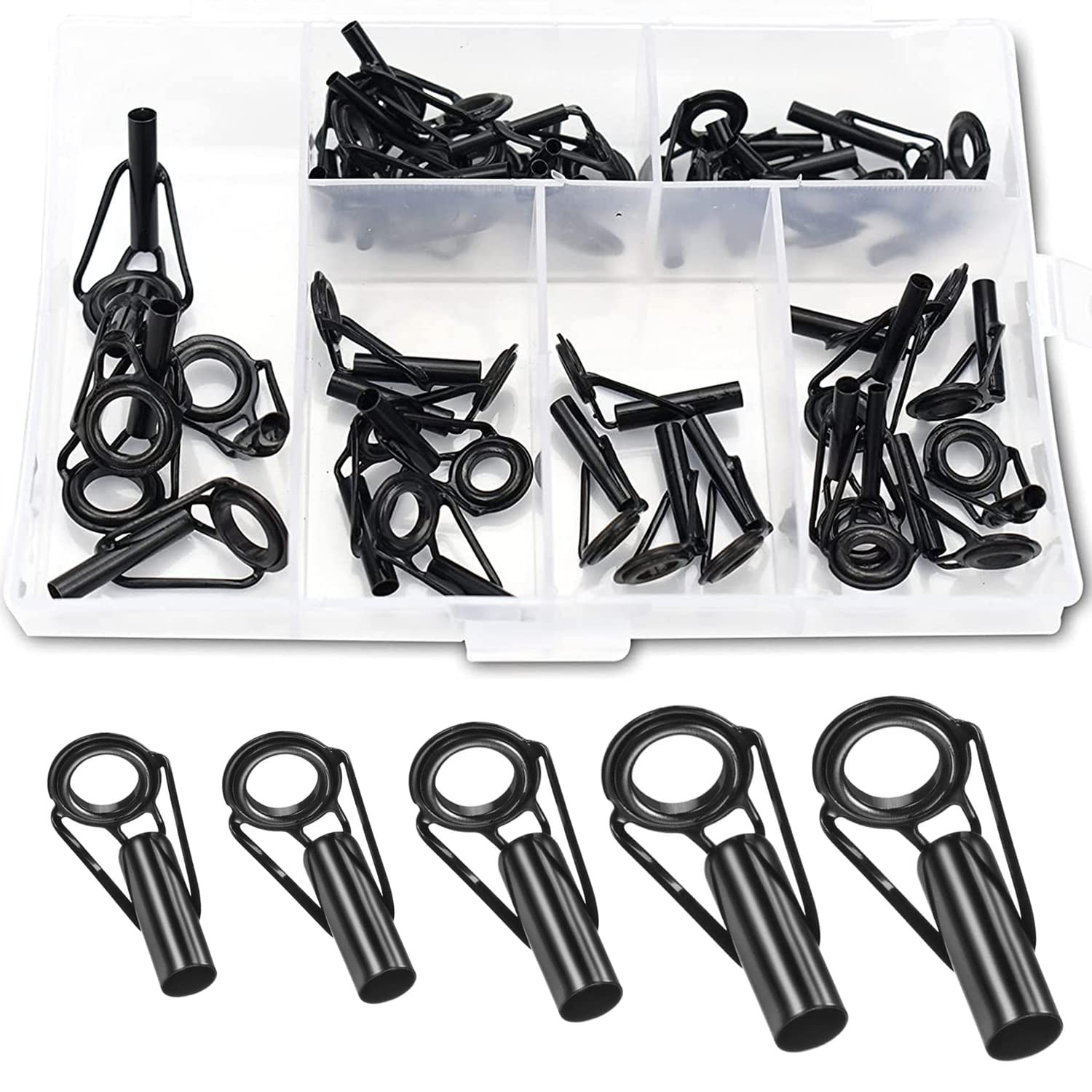 Fishing Rod Tip Repair Kit 40 Pcs Stainless Steel Ceramic Guides 8 Sizes
