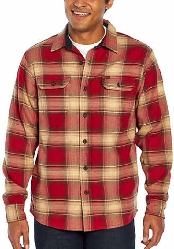 Orvis Men’s M Red Plaid Flannel Shirt Jacket Long Sleeve B1171