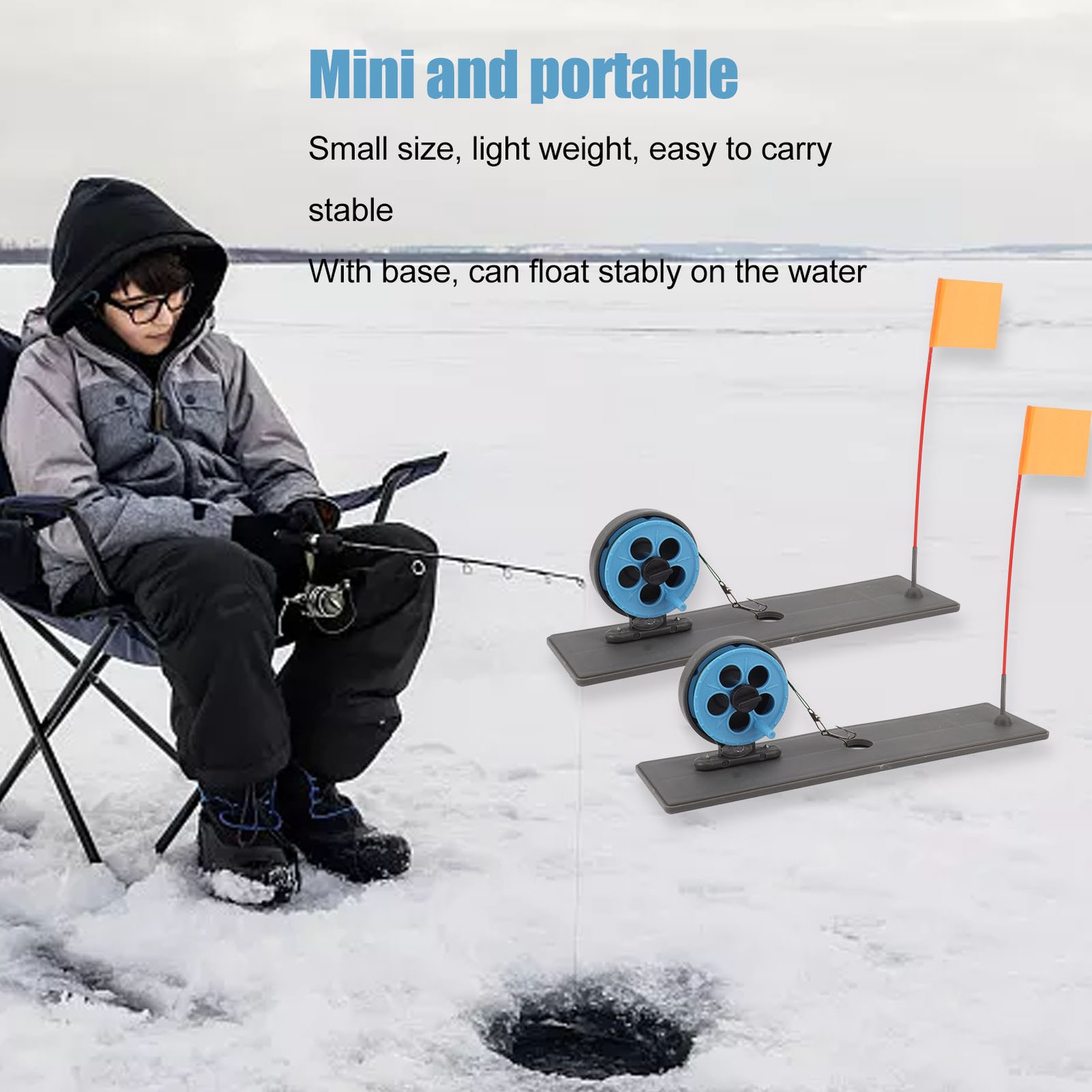 ¦2pcs Ice Fishing Flag Marker Rod Automatic Floating Stable Ice Fishing Rod Tip