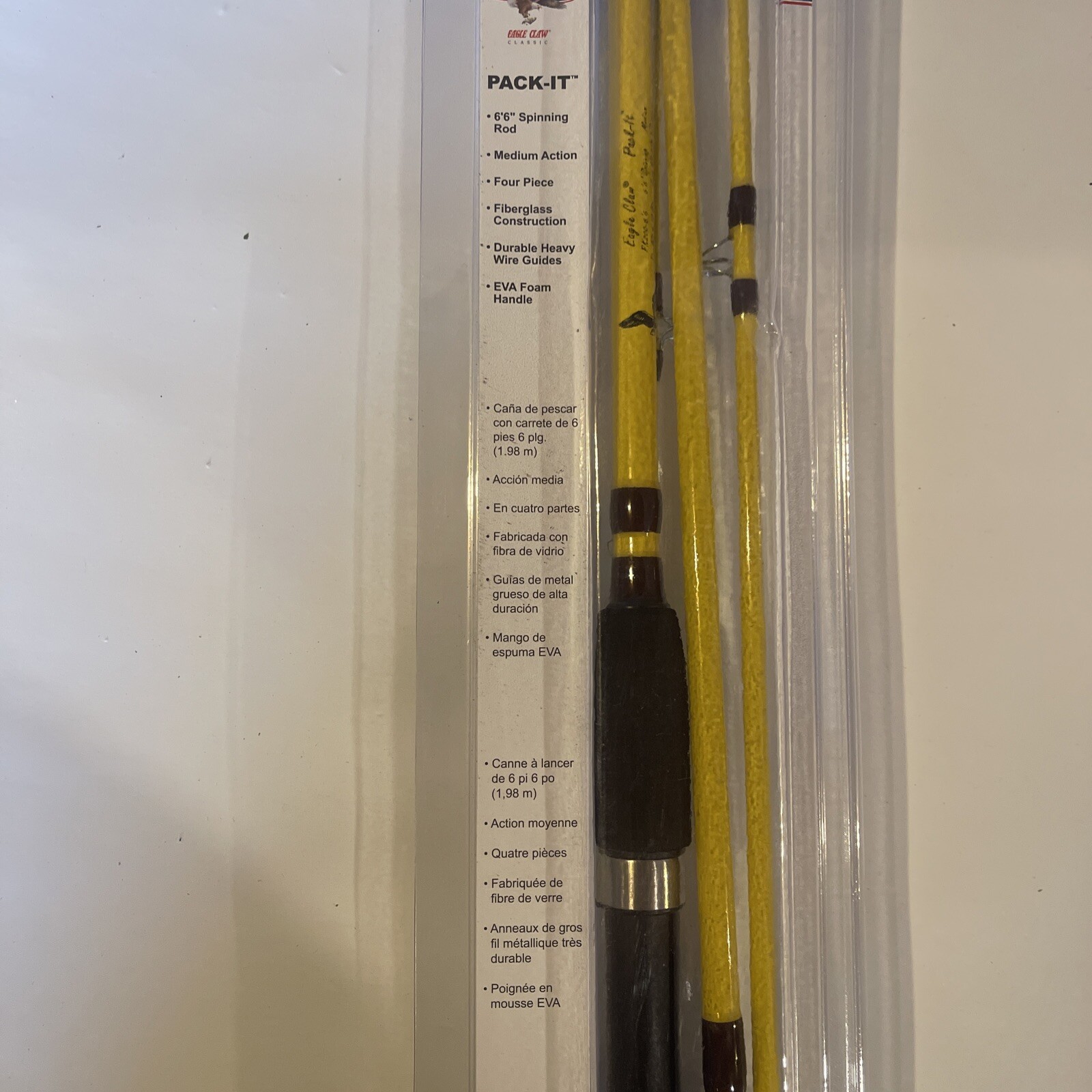 EAGLE CLAW PACK-IT ROD 6′-6″ MEDIUM ACTION 4-PIECE NEW! #PK200-66