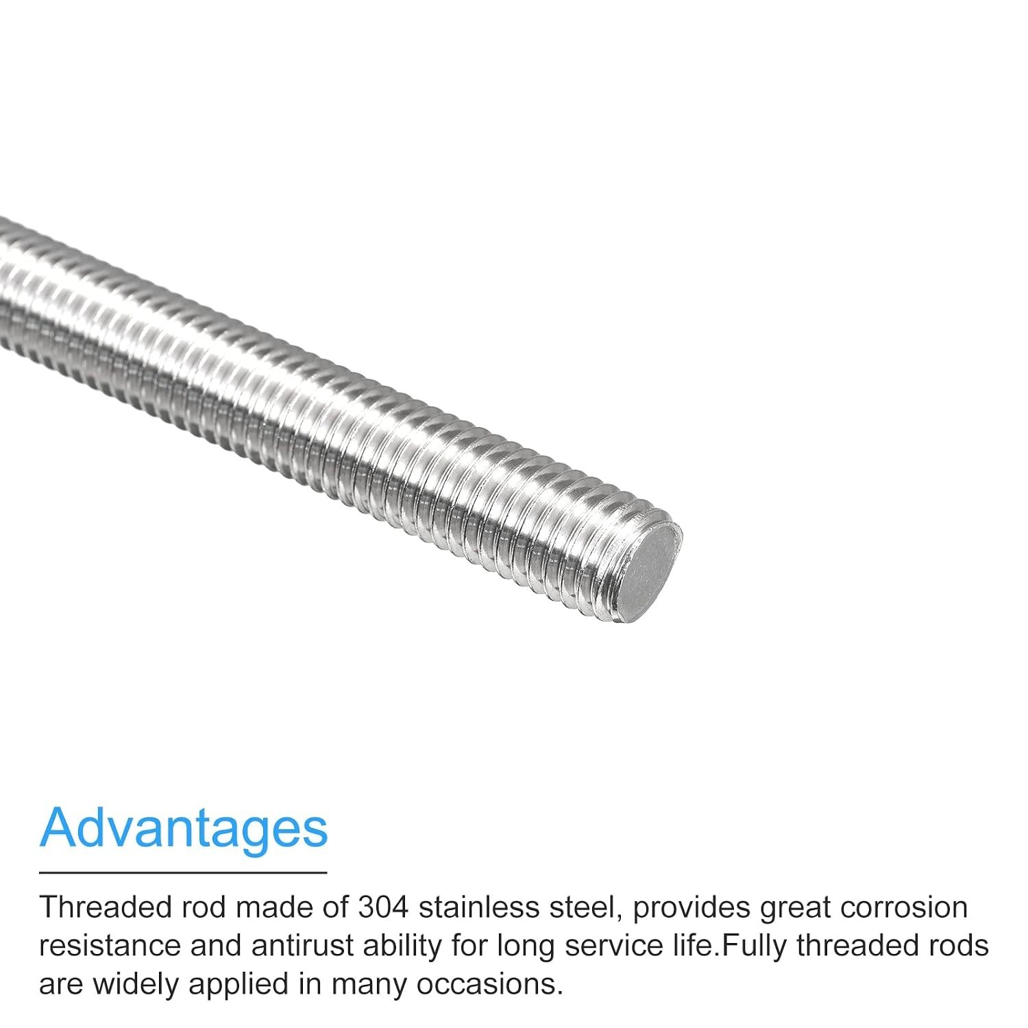 M12 x 100mm Fully Threaded Stainless Steel Rods – Strong & Corrosion Resistant