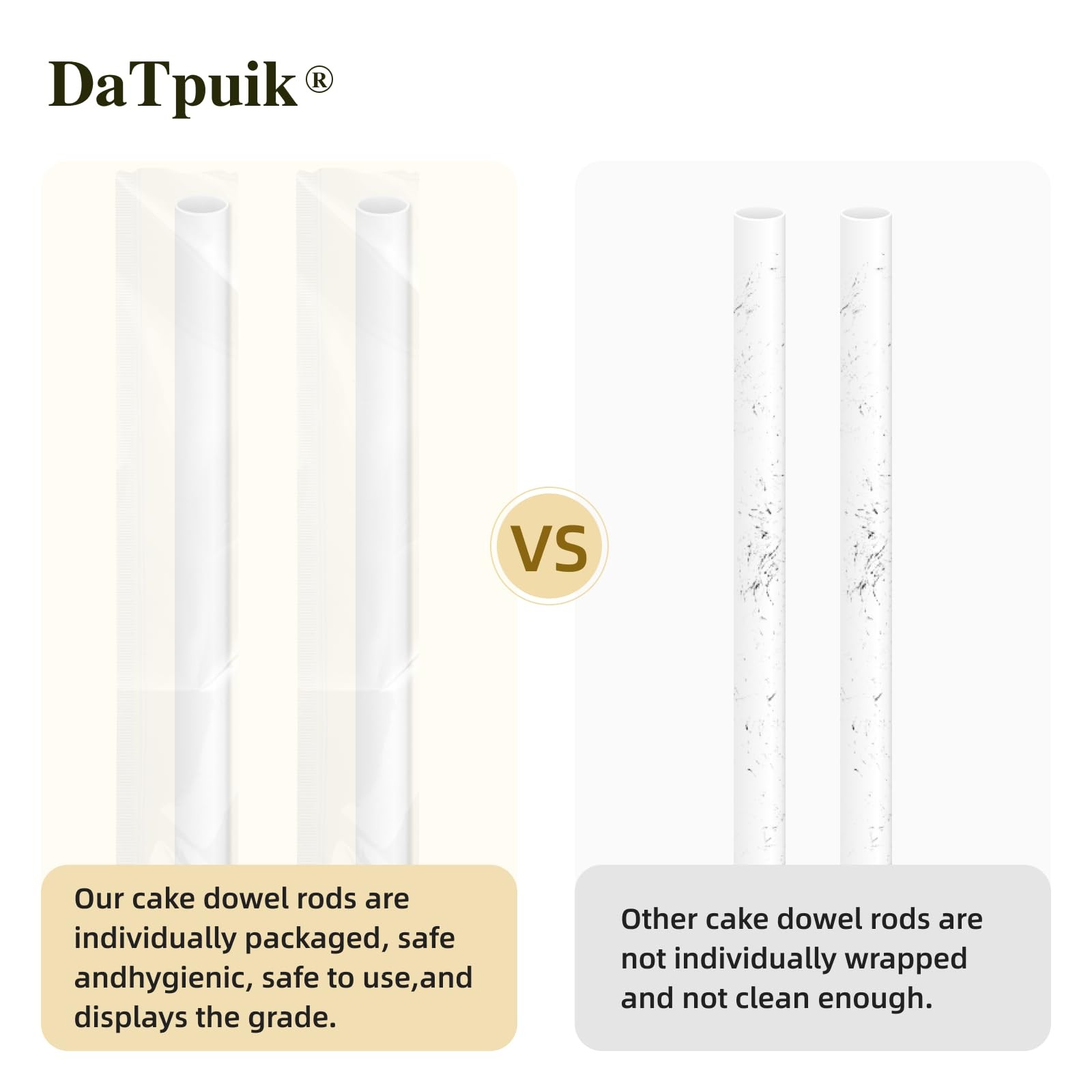 100 PCS 9.5 Inch White Plastic Cake Dowel Rods 0.4 Inch Diameter Straws