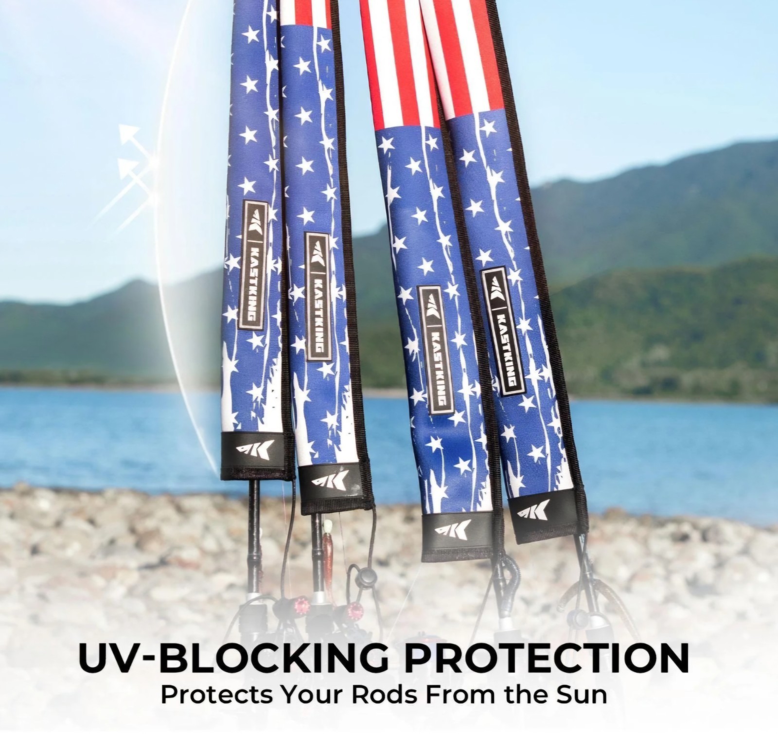 KastKing MeshGuard Neoprene Fishing Rod Sock Sleeve USA Flag Spinning Fly NEW