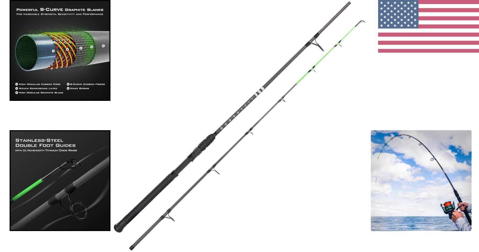 KONG Fishing Rod, Powerful, Lightweight S-Curve Graphite Rod Blanks, Nano Res…