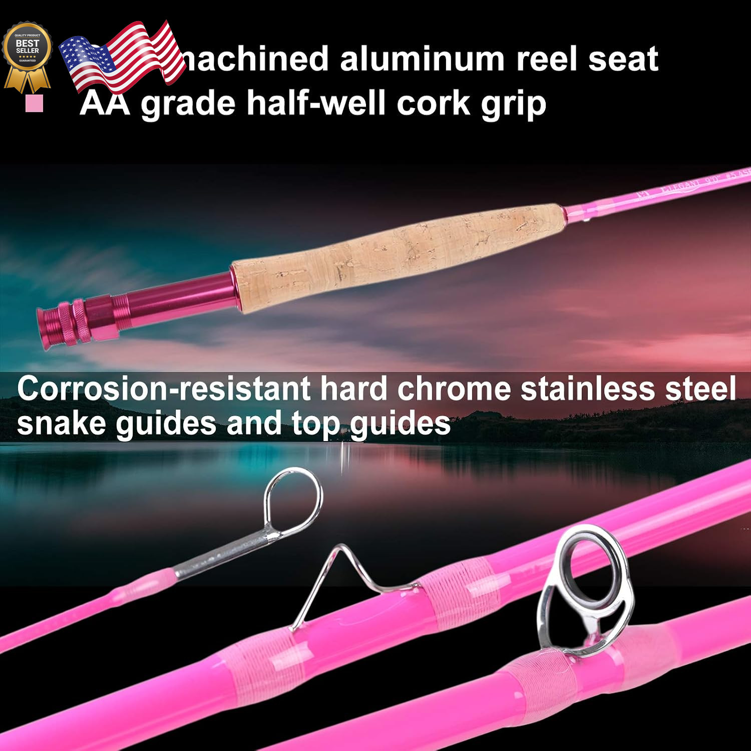 Maxcatch Women’S Elegant Pink Fly Fishing Rod: 2/5-Weight with Rod Tube