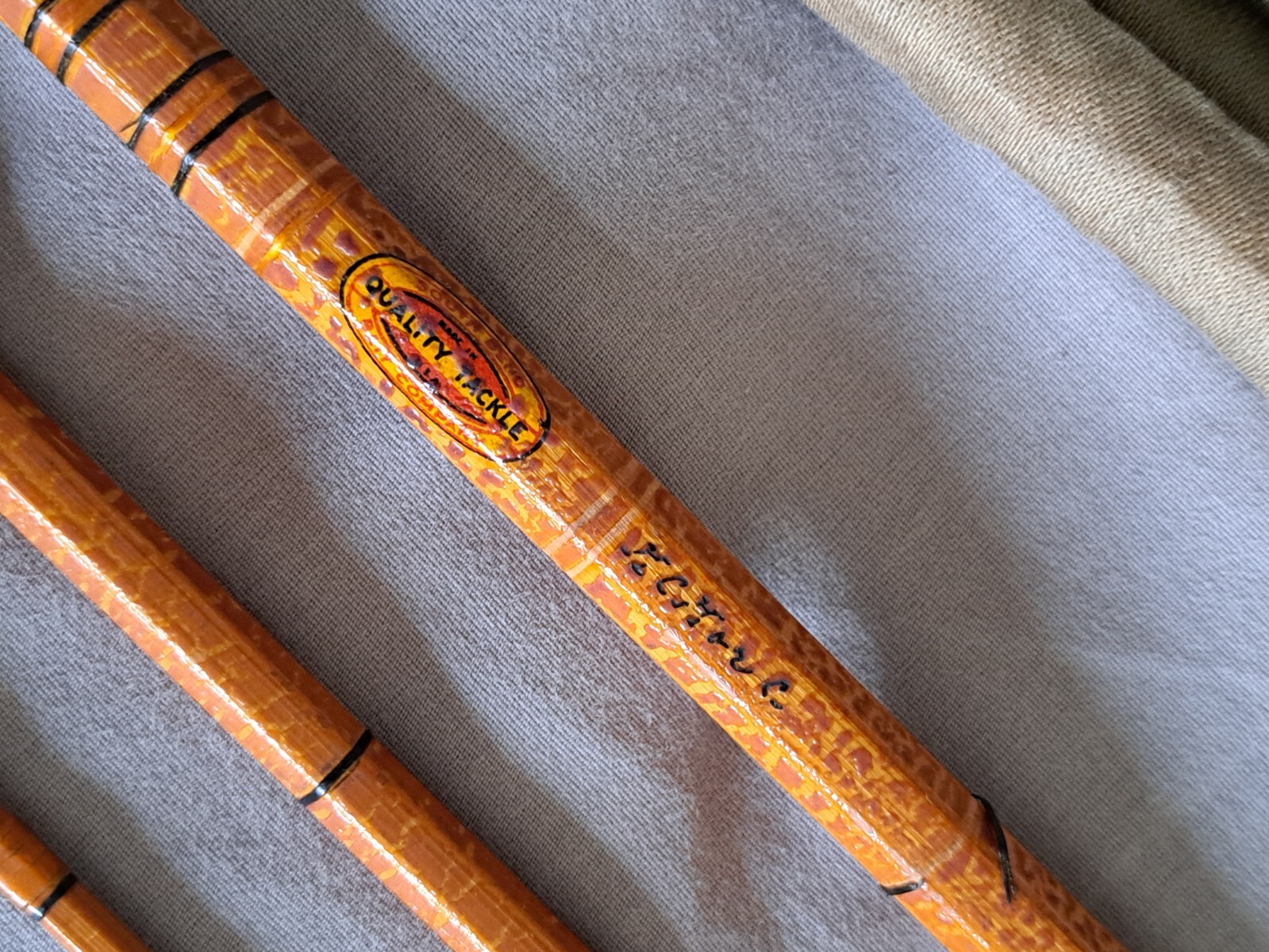 1930S USA DESIRABLE FLY ROD SOUTHBEND CROSS DOUBLEBUILT TUBE & ORIGINAL SOCK