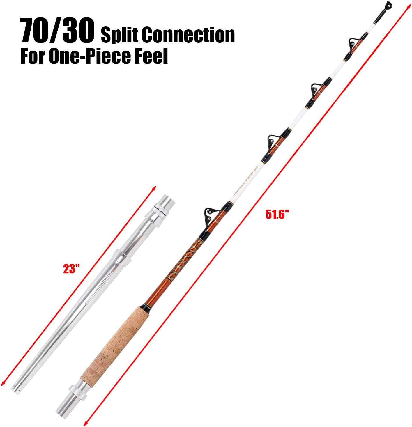 2-Piece Saltwater Offshore Trolling Rod Big Game Rod Conventional Boat Fishing P