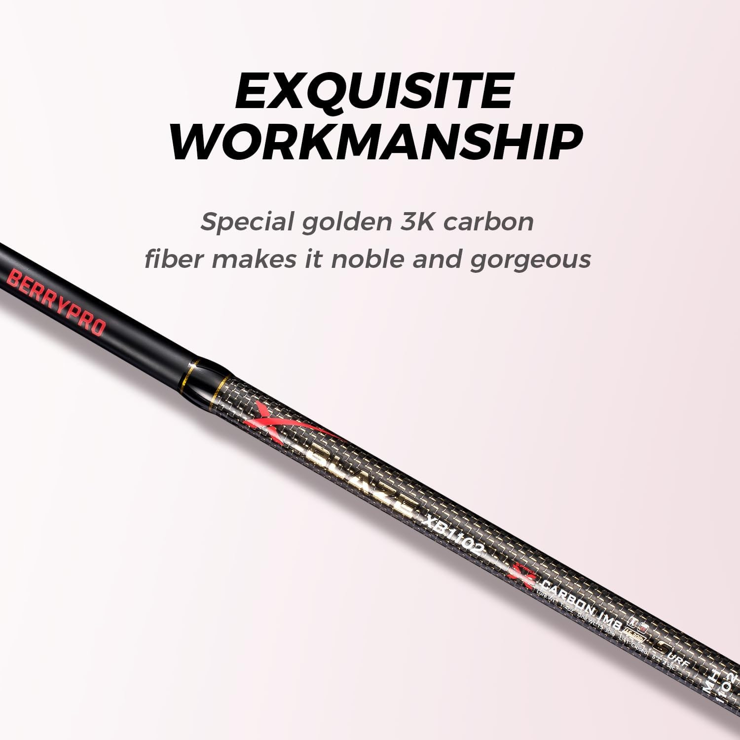 BERRYPRO Surf Rod Pure Carbon Surf Spinning Rod Graphite Surf Fishing Rod (9’/10
