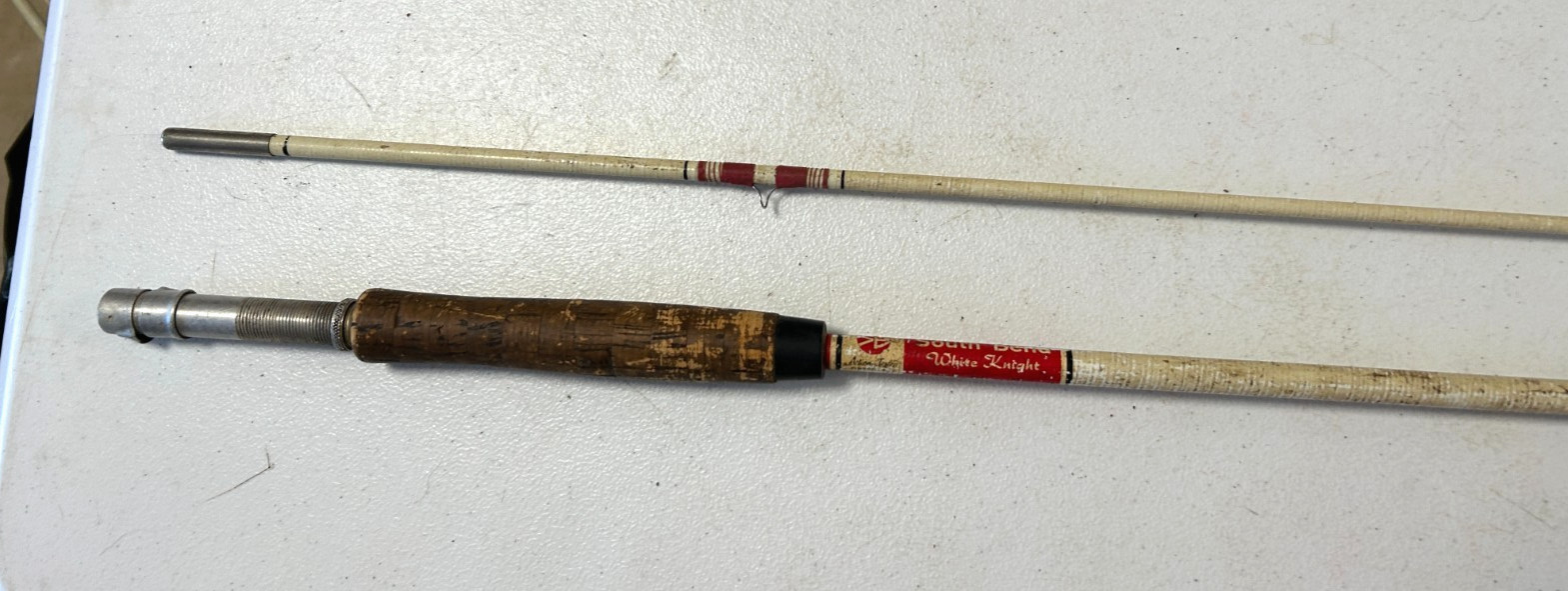 Vintage South Bend White Knight Fiberglass Fly Fishing Rod , 97″. 2 Piece