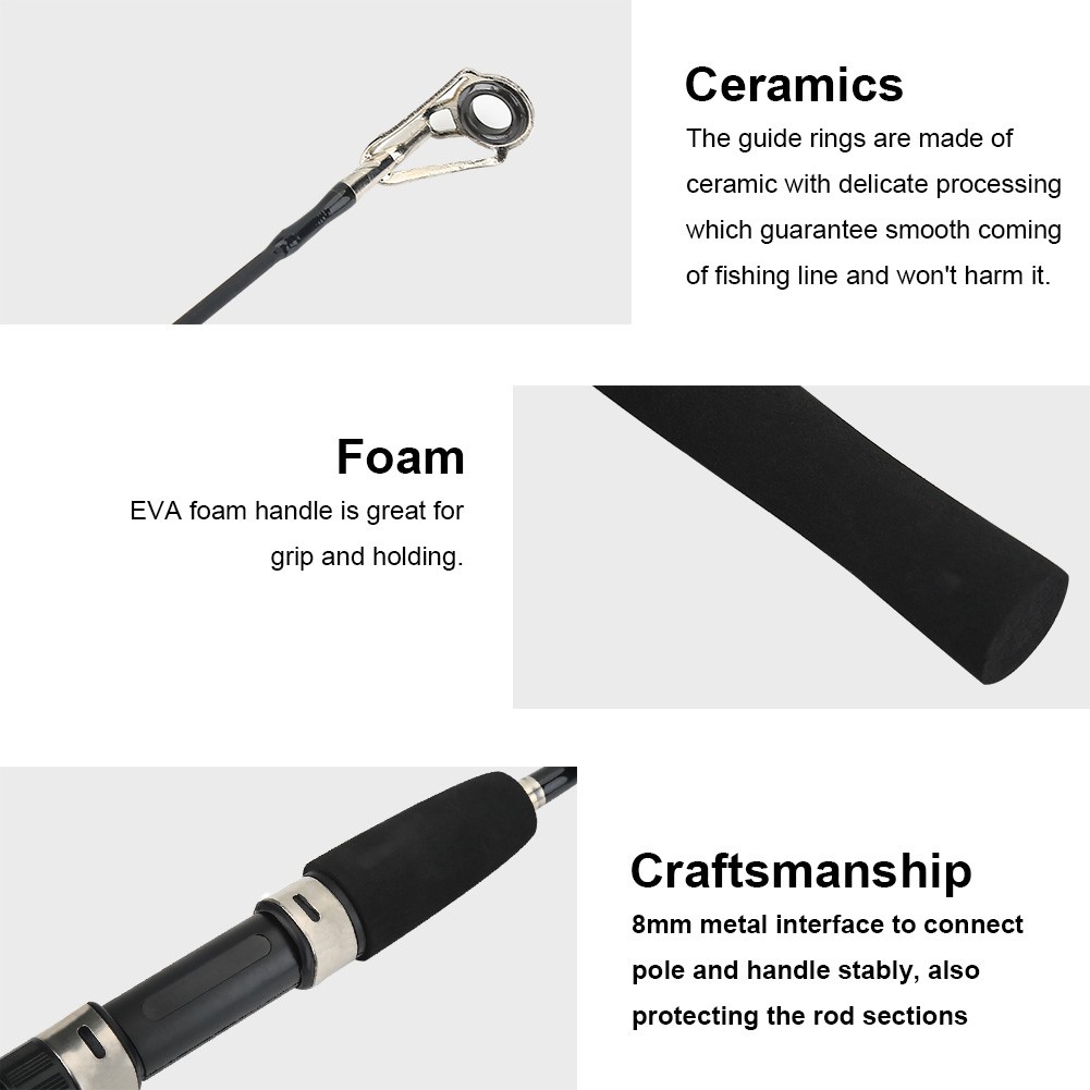 Black 80cm Portable Telescopic 4 Section Fishing Rod Pole Tackle Accessory Y