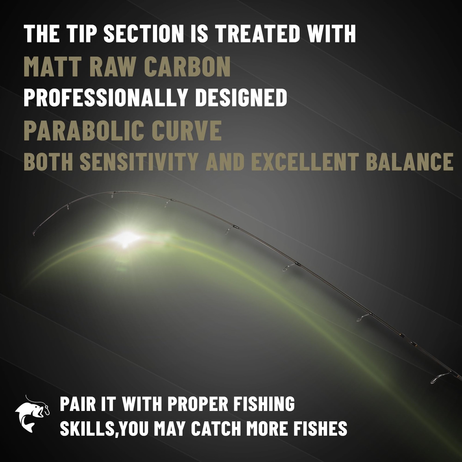 9Ft 2pc Medium Graphite Bass Spinning Fishing Rod Toray Carbon Fast Action