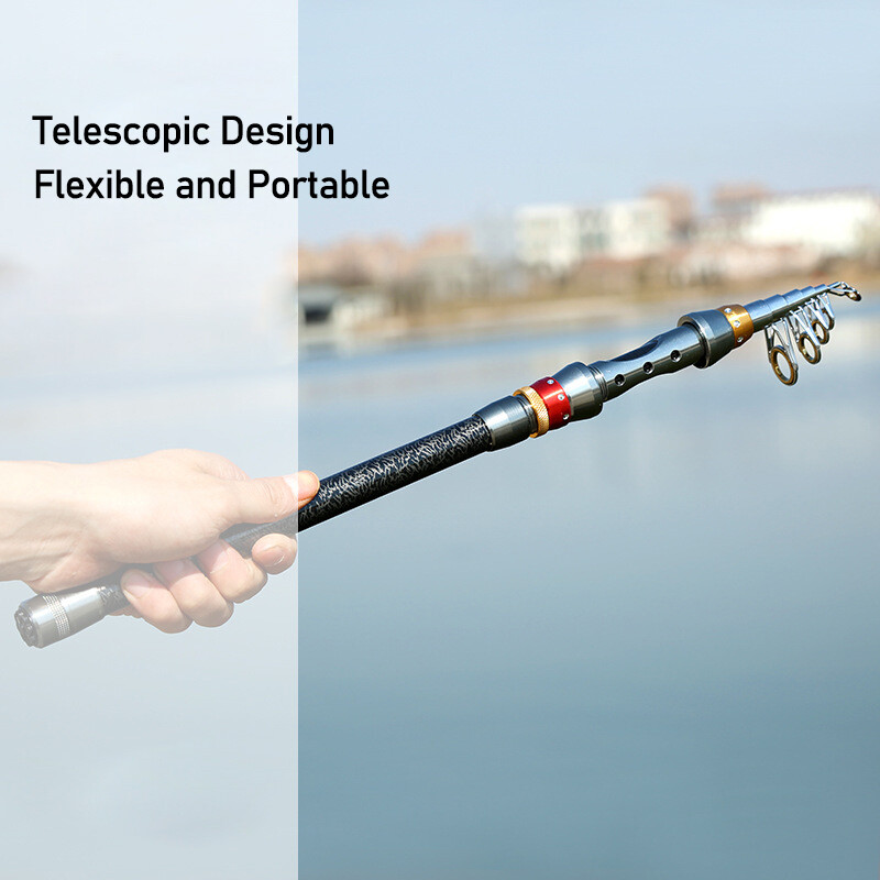 Carbon Fiber Telescopic Fishing Rod Sea Saltwater Portable Spinning Pole 3.6M