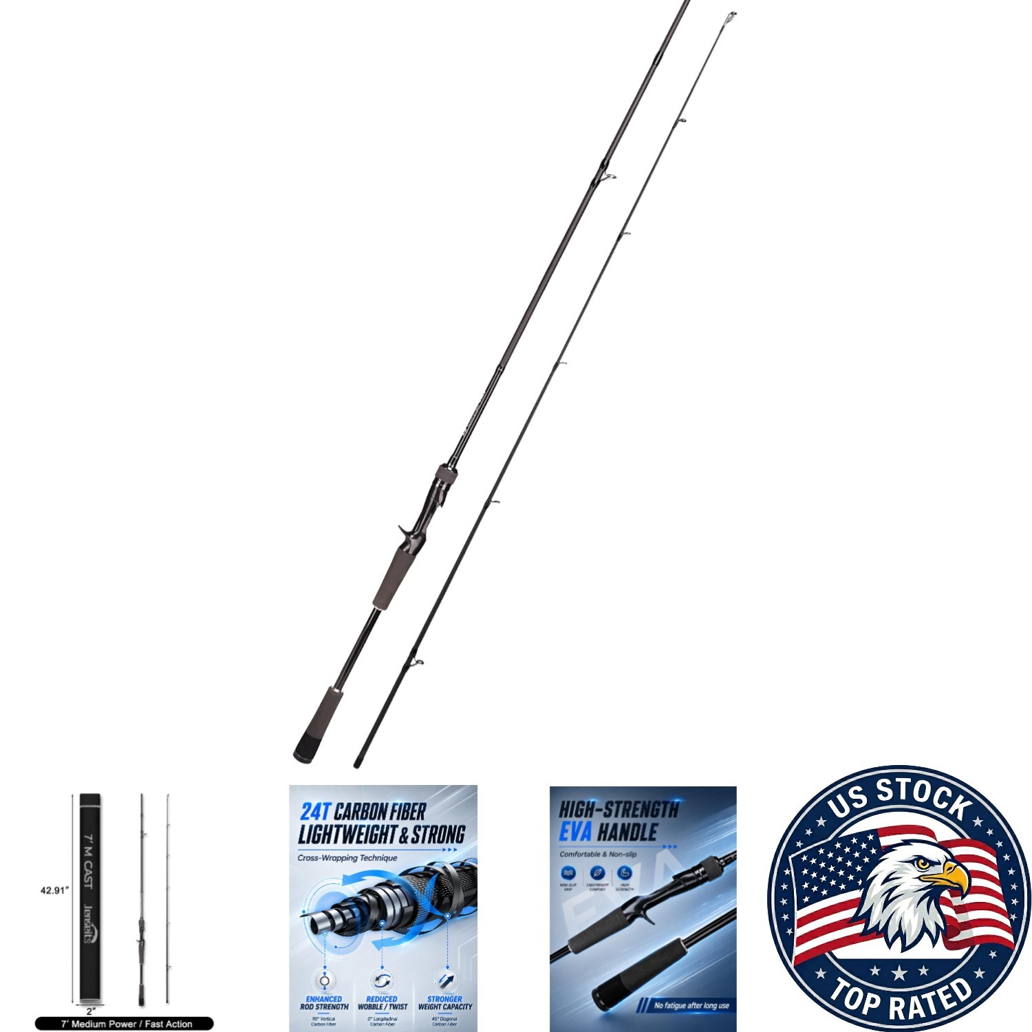 Travel-Ready 2-Piece Carbon Fishing Rod – Ideal for Surf & Walleye Fishing