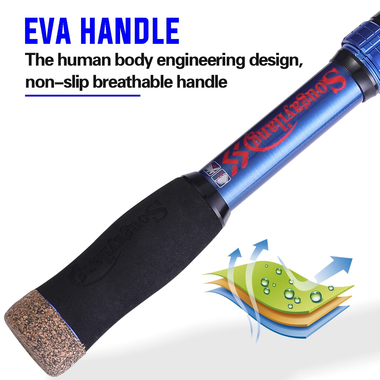 Sougayilang 3.0M Telescopic Fishing Rod 24T Carbon Travel Bass Trout Blue 9.9ft