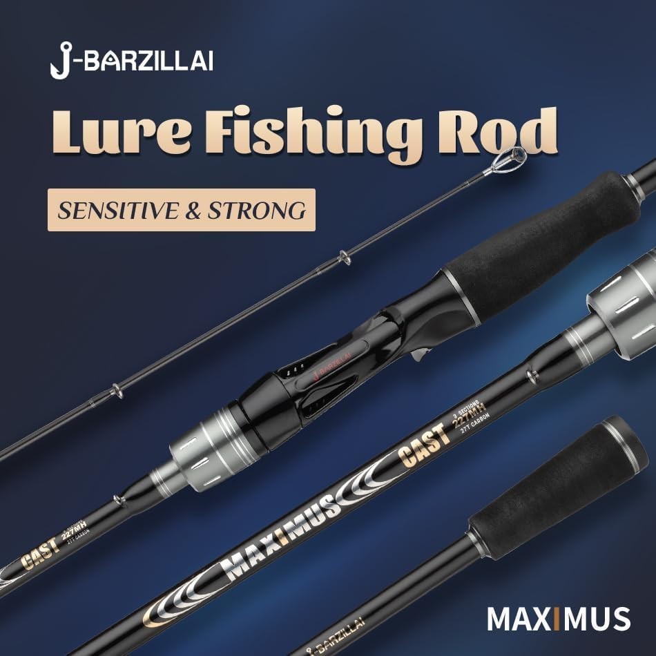 Maximus Fishing Rod Carbon Fiber Fuji Guides EVA Handle Black