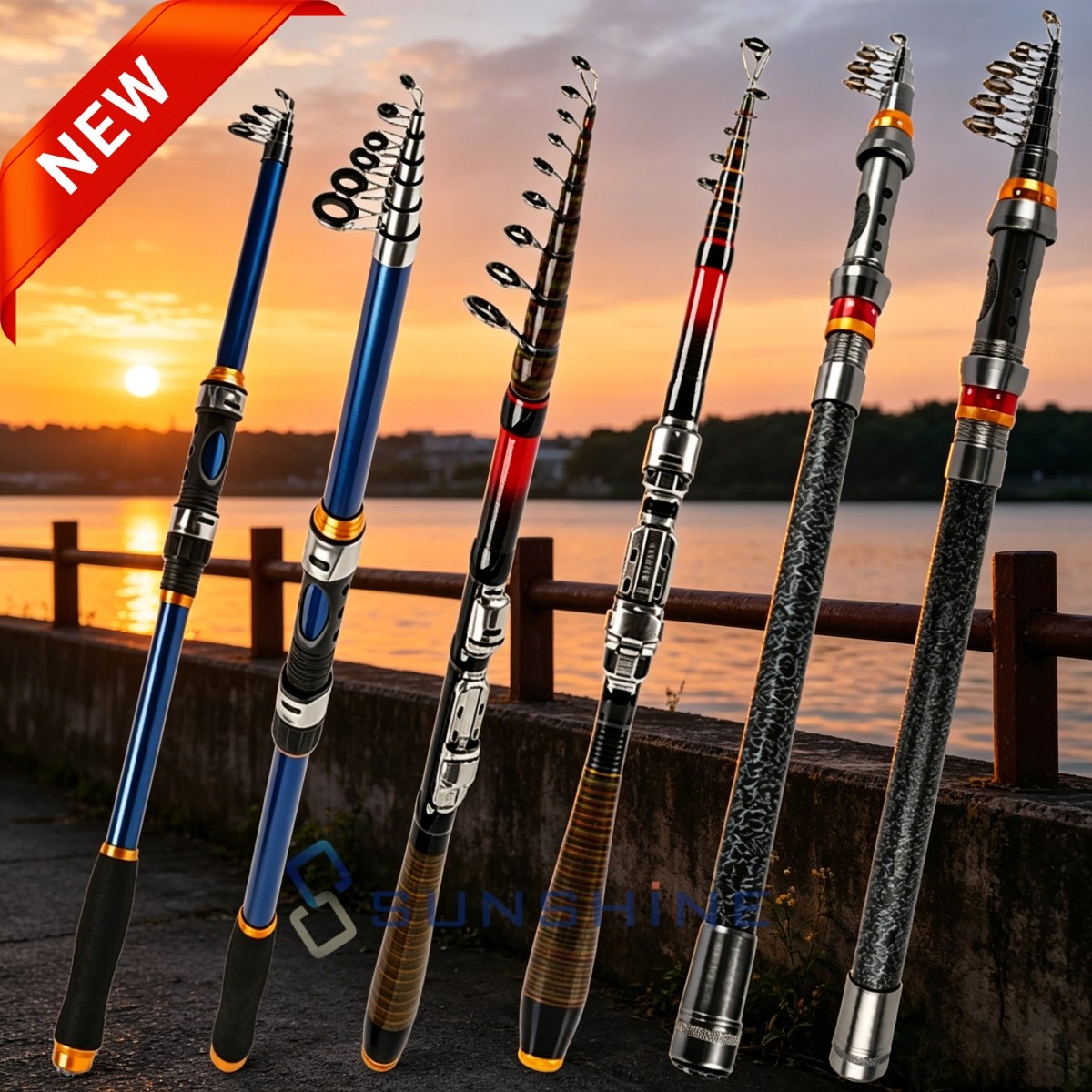Telescopic Fishing Rod Carbon Fiber 10-50lb Portable for Outdoor Spinning Rod