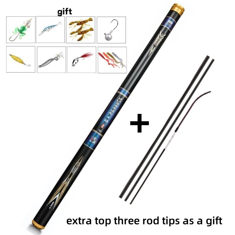 Carbon Fiber Fishing Rod Telescopic Ultra-light 3.6m 4.5m 5.4m 8m 9m Stream Rods