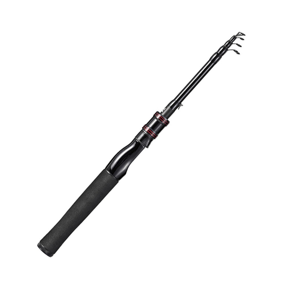 1.5/1.8/2.1M Black Telescopic Lure Rod Spinner Carbon Fiber Travel Sea ??pole