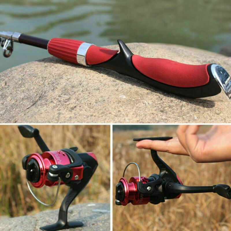 Strong Carbon Fiber Telescopic Fishing Rod Reel Sea Travel Spinning Pole 5.2:1