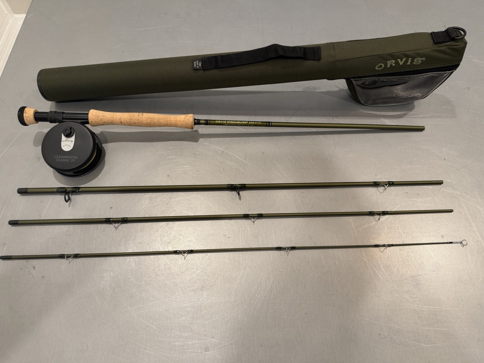 Orvis Streamline 2 9’ #8wt 4pc. Fly Rod And Clearwater Fly Reel- 908-4 Tip Flex
