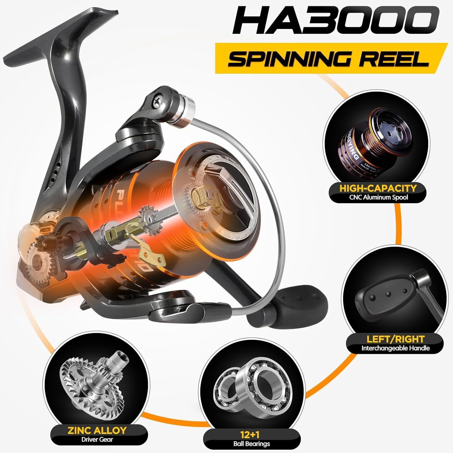 Fishing Rod and Reel Combos, Carbon Fiber Telescopic Rod 12+1 Bearings Spinning