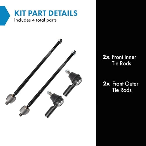 Front Inner and Outer Tie Rod Set 4 Piece Compatible with 2014-2015 PSA50700
