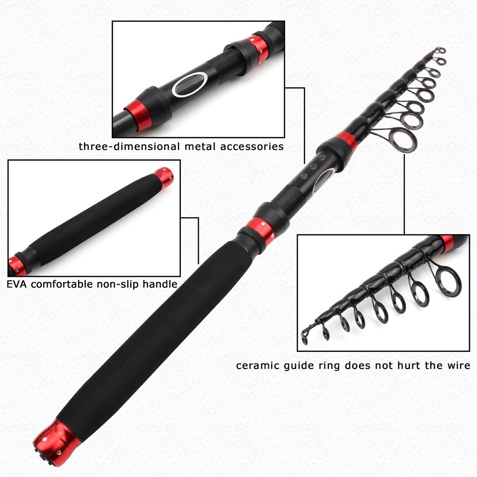 1.8-3.0M Carbon Fiber Telescopic Fishing Rod Pole Sea Saltwater Freshwater New