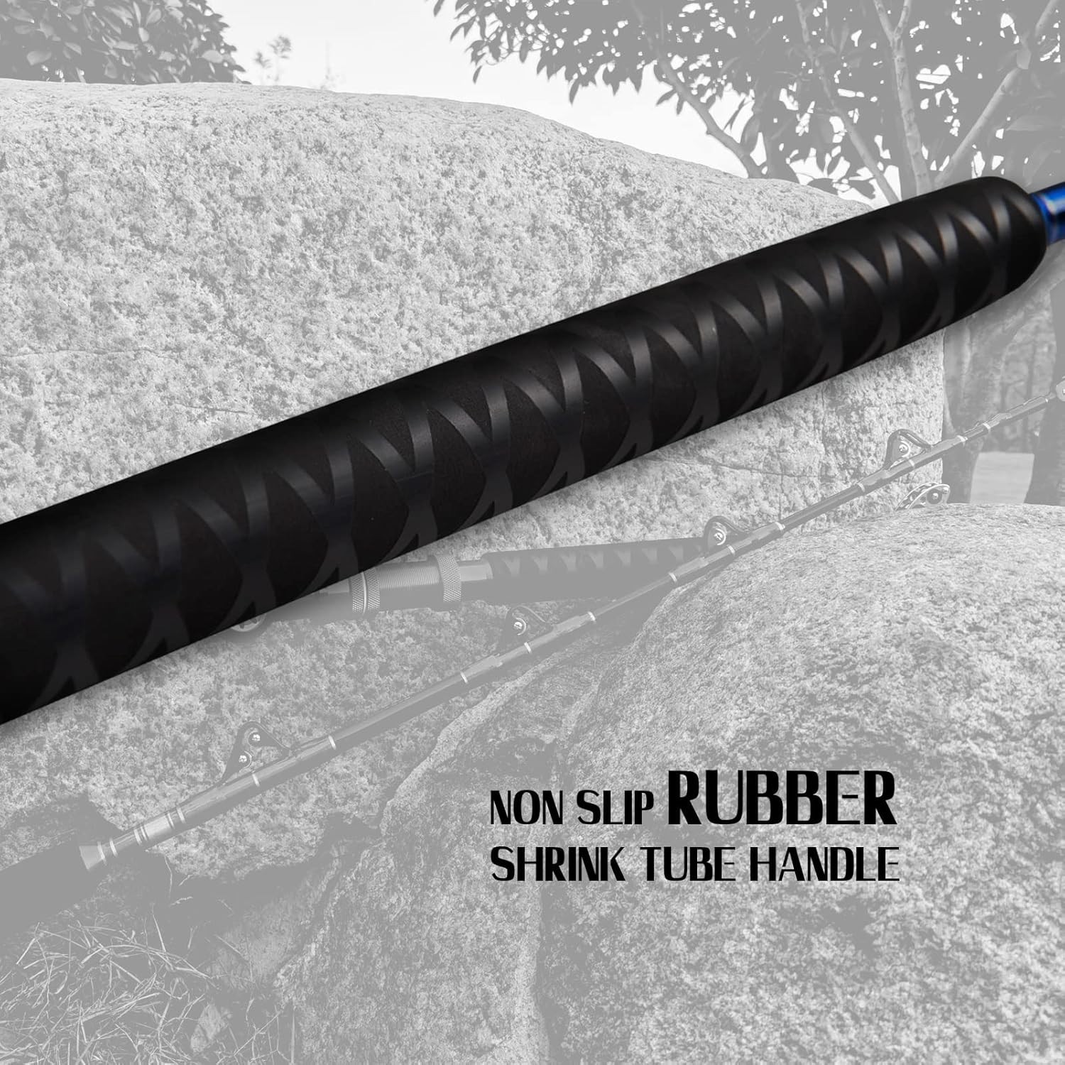 Fiblink Bent Butt Fishing Trolling Rod, 2-Piece – Black