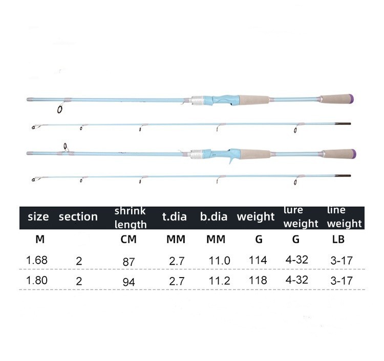 Bass Fishing Rod Carbon Fiber Spinning/Casting Fishing Pole Bait WT 4-32G Rods